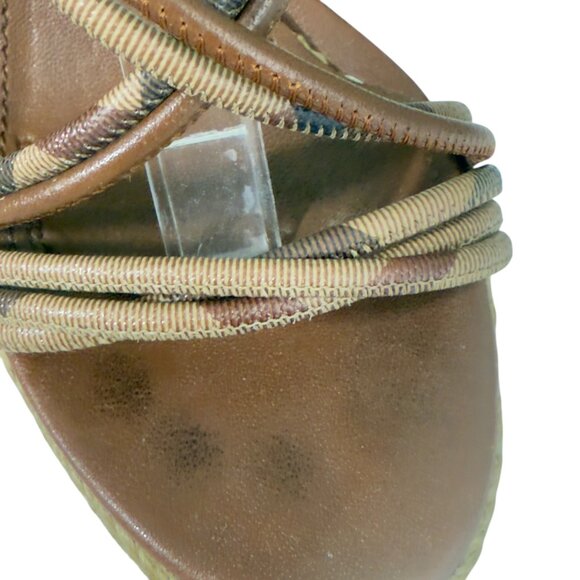 Burberry Tan Check Hearts Espadrille Wedges Sandals Shoes Size 9 - Picture 8 of 11